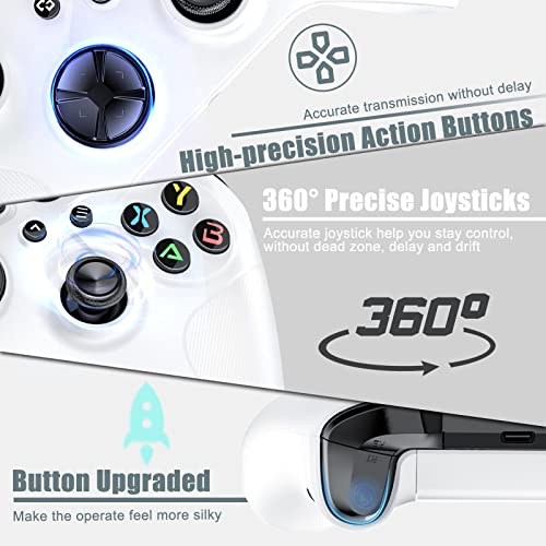 32Ft Wireless Controller Replacment for Xbox Controller, Compatible with Xbox One, Xbox Series X/S, Xbox One S/X, Steam, Android/iOS/PC Windows 7/8/10/11, Built-in Dual Vibration and Headphone Jack with TURBO Funtion (White)