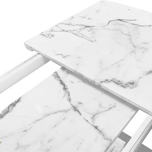 Goderfuu Extendable Marble Dining Table Set for 6 - Modern Dining Table with White X-Shaped Base and Faux Marble Top, 63 inch Rectangular Dining Table, Kitchen Table Dinner Table Dining Room Table