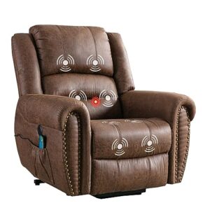 phoenix home power lift chair for elderly, leather electric living room recliner, brown