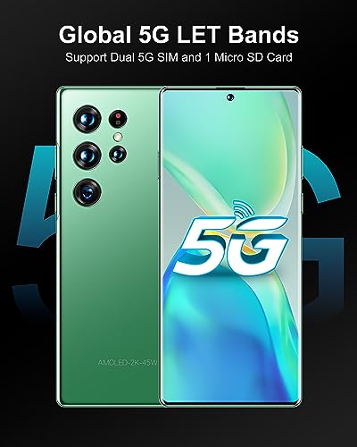 5G 4G Unlocked Cell Phones,6G+256GB Dual Sim Smartphone, C21 Unlocked Mobile Phone with 7.3inch Waterdrop Screen, Android Phone 24+64 MP | 7300mAh | Fingerprint Lock & Face ID | US Version (green)