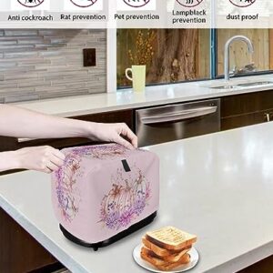 Toaster Dust Cover 2 Slice, Thanksgiving Pumpkin with Flowers Pink Texture Bread Maker Cover Toasters Covers for Fingerprint Protector Washable Kitchen Small Appliance Cover 12x7.5x8in