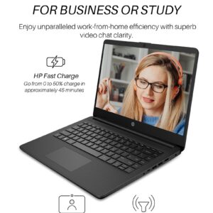 HP 2023 Newest 14 Inch Laptop Students Business, Intel Quad-Core Processor, 16GB RAM, 192GB Storage(64GB eMMC+128GB Micro SD), 12H Battery Life, Webcam, HDMI, WiFi, Win 11 S, Bundle with JAWFOAL