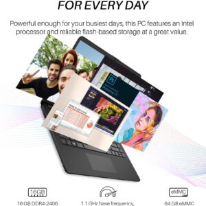 HP 2023 Newest 14 Inch Laptop Students Business, Intel Quad-Core Processor, 16GB RAM, 192GB Storage(64GB eMMC+128GB Micro SD), 12H Battery Life, Webcam, HDMI, WiFi, Win 11 S, Bundle with JAWFOAL