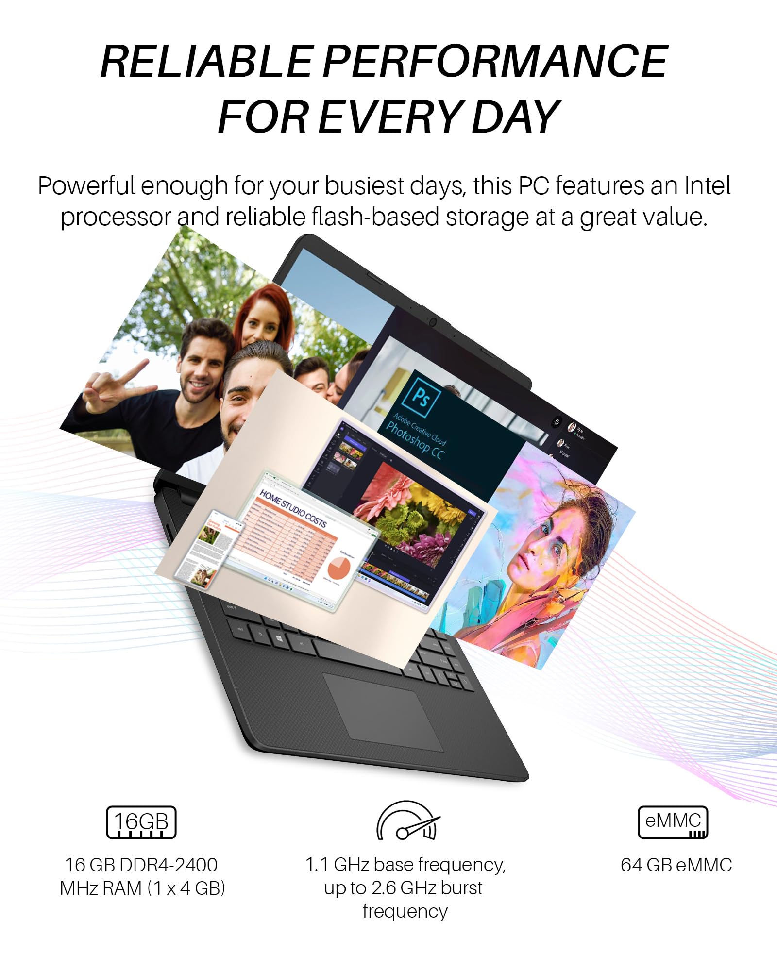 HP 2023 Newest 14 Inch Laptop Students Business, Intel Quad-Core Processor, 16GB RAM, 192GB Storage(64GB eMMC+128GB Micro SD), 12H Battery Life, Webcam, HDMI, WiFi, Win 11 S, Bundle with JAWFOAL