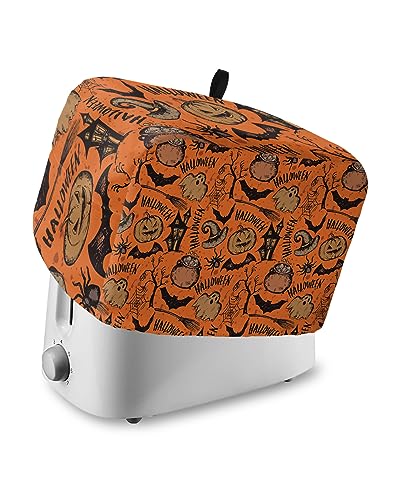 Toaster Dust Cover 2 Slice, Pumpkin Castle Bat Witch Hat Bread Maker Cover Toasters Covers for Fingerprint Protector Washable Kitchen Small Appliance Cover 12x11x8in