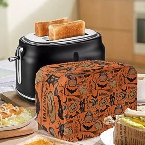 Toaster Dust Cover 2 Slice, Pumpkin Castle Bat Witch Hat Bread Maker Cover Toasters Covers for Fingerprint Protector Washable Kitchen Small Appliance Cover 12x11x8in