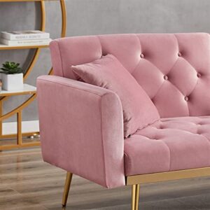 ERYE Modern Convertible Futon Sofa Bed, Functional Adjustable Upholstered Loveseat,Compact Foldable Love Seat,Comfy Sleeper Daybed Reversible Recliner Sofa & Couch