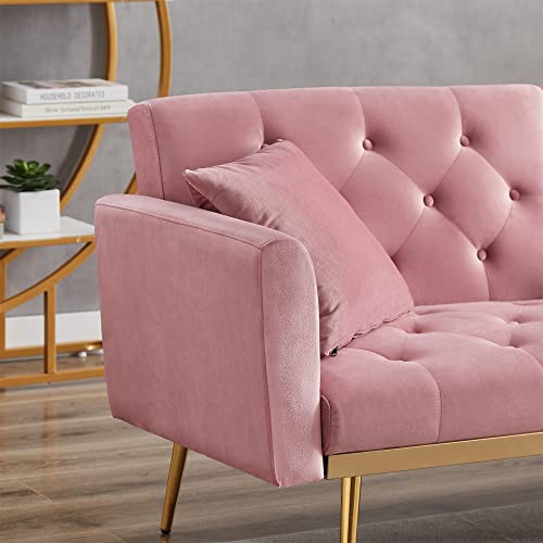 ERYE Modern Convertible Futon Sofa Bed, Functional Adjustable Upholstered Loveseat,Compact Foldable Love Seat,Comfy Sleeper Daybed Reversible Recliner Sofa & Couch