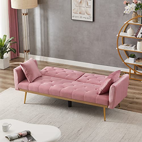 ERYE Modern Convertible Futon Sofa Bed, Functional Adjustable Upholstered Loveseat,Compact Foldable Love Seat,Comfy Sleeper Daybed Reversible Recliner Sofa & Couch