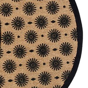 Bricker Jute and Cotton Printed Round Table Mat (38x38 Cms, Black) -Pack of 4