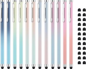 stylus pens for touch screens 12 pack linfanc stylus pen for ipad high sensitivity and precision capacitive stylus pen for iphone all touch screens devices, extra 24 replacement tips