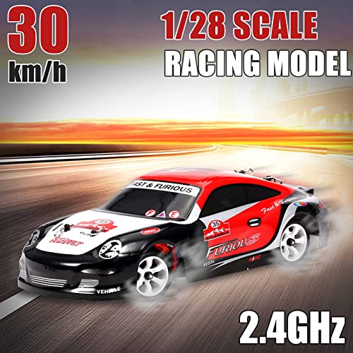 WESTN RC Drift Car, Speed 30KM/H 4WD High Speed Electric RC Sports Car, 2.4GHz 1:28 Scale RC Sports Racing Toy with Alloy Chassis, Suitable for Adults and Children's