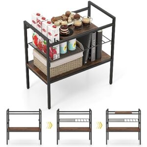 giantex 3-tier console table, 24" industrial sofa table with removable mesh beverage can rack & magazine rack, multipurpose entryway table for hallway, foyer, sofa couch, living room, kitchen