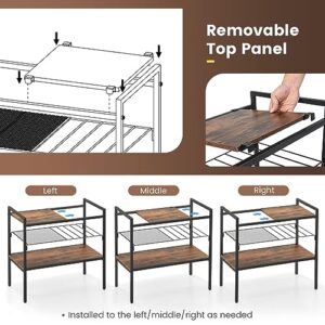 Giantex 3-Tier Console Table, 24" Industrial Sofa Table with Removable Mesh Beverage Can Rack & Magazine Rack, Multipurpose Entryway Table for Hallway, Foyer, Sofa Couch, Living Room, Kitchen