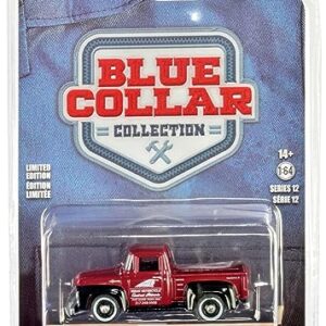 1956 F-100 Pickup Truck Red and Black Service, Parts & Sales Blue Collar Collection Series 12 1/64 Diecast Model Car by Greenlight 35260A