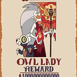 Shvieiart 8 X 12 Metal Signs - Wanted Owl Lady (The owl House) Vintage Look Metal Tin Poster