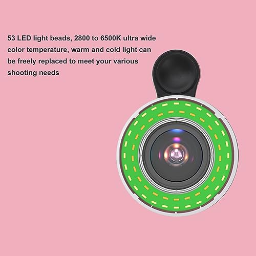 GOWENIC 15X Macro Lens with Mini Clip Ring Light, Macro Lens for Smartphone, 2800 to 6500K Phone Clip on Zoom Lens for Photography Video Recording (Black)