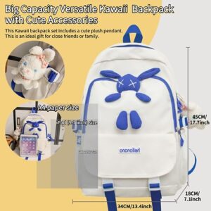 iwhgrmp Kawaii Backpack with Cute Accessories Cute Cartoon Aesthetic Large Capacity Versatile Travel Backpacks Casual Daypacks (Black)