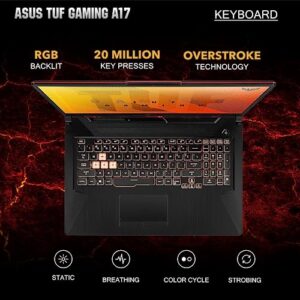 ASUS 2023 TUF A17 17.3" 144Hz FHD Gaming Laptop, AMD Ryzen 5 4600H, NVIDIA GeForce GTX 1650, 16GB DDR4 RAM, 512GB PCIe SSD, RGB Backlit Keyboard, Win 11, Black, 32GB Snowbell USB Card