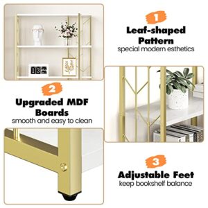 GAOMON 6 Tier Bookshelf Gold Bookcase Tall Standing Bookshelves Modern Storage Rack Shelf Large Unique Display Racks Metal Book Shelf for Bedroom, Living Room, Home Office