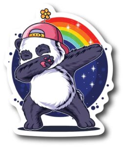 dab dabbing panda colorful refrigerator magnet | uv printed 4-inch kitchen decor accessory featuring stunning design | coexist diversity equality be kind relationship rainbow nonbinary pride csm1555