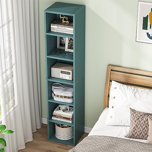 Tribesigns 70.9 Inch Tall Narrow Bookcase, Modern Slim Corner Bookcase with Storage, 6 Tier Cube Display Shelves for Home Office