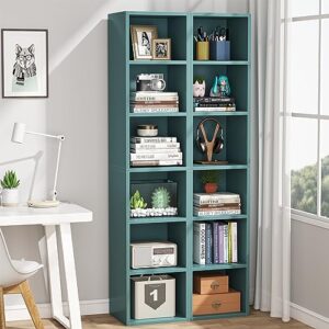 Tribesigns 70.9 Inch Tall Narrow Bookcase, Modern Slim Corner Bookcase with Storage, 6 Tier Cube Display Shelves for Home Office