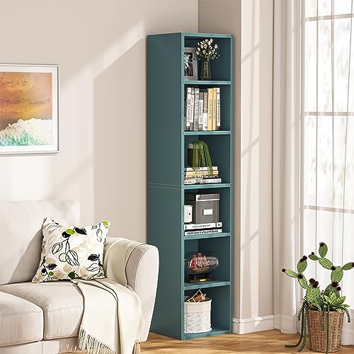 Tribesigns 70.9 Inch Tall Narrow Bookcase, Modern Slim Corner Bookcase with Storage, 6 Tier Cube Display Shelves for Home Office