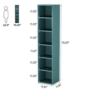 Tribesigns 70.9 Inch Tall Narrow Bookcase, Modern Slim Corner Bookcase with Storage, 6 Tier Cube Display Shelves for Home Office