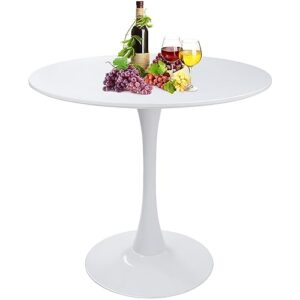 round white dining table modern kitchen table 31.5" with pedestal base in tulip design, mid-century leisure table for 2 to 4 person