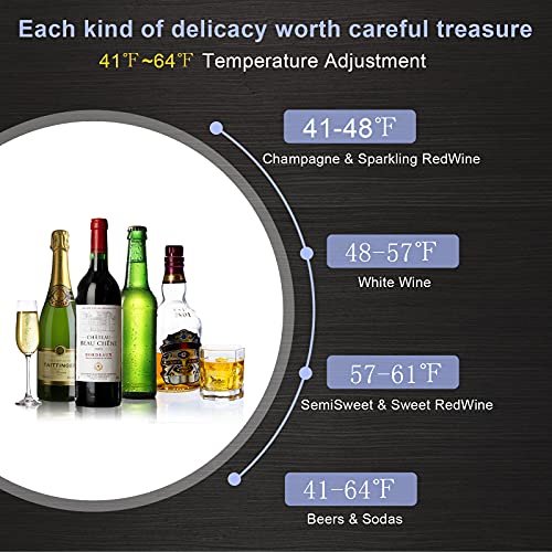 LEADZM 28 Bottle Freestanding Wine Fridge, Compressor Wine Cooler Refrigerator, Mini Wine Cellar for Red, White Wine and Champagne with Digital Temperature Control & Double-layered Glass Door