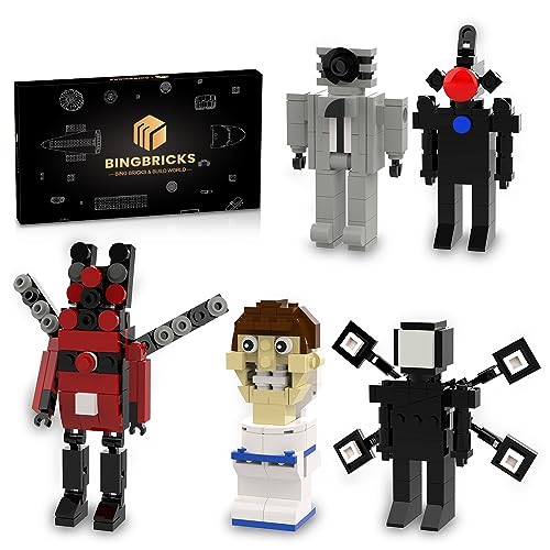 Nubee Skibidi Toilet 5-in-1 Building Sets, Large TV Man/Titan Cameraman/Titan Speakerman/Speakerman/Skibidi Toilet Toy Figures (362PCS), Gifts for Game Video Fans Boys or Girls.