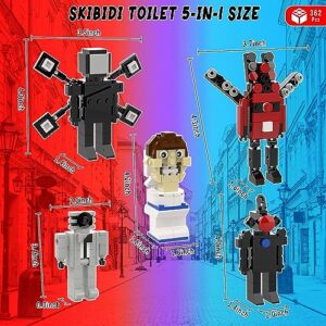 Nubee Skibidi Toilet 5-in-1 Building Sets, Large TV Man/Titan Cameraman/Titan Speakerman/Speakerman/Skibidi Toilet Toy Figures (362PCS), Gifts for Game Video Fans Boys or Girls.