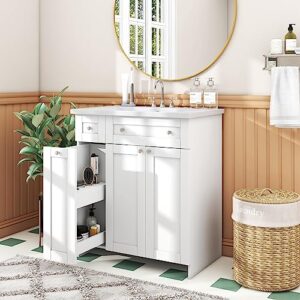 voohek 30", single undermount sink,combo cabinet, storage fixture, white bathroom vanities