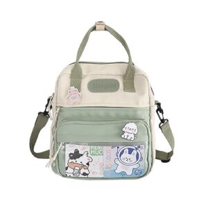cute mini backpacks with kawaii pin and pendants, girls japanese school bag travel waterproof bookbag laptop bag (green)