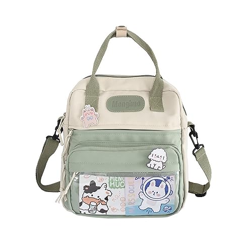 Cute Mini Backpacks with Kawaii Pin and Pendants, Girls Japanese School Bag Travel Waterproof Bookbag Laptop Bag (Green)