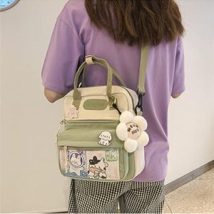 Cute Mini Backpacks with Kawaii Pin and Pendants, Girls Japanese School Bag Travel Waterproof Bookbag Laptop Bag (Green)