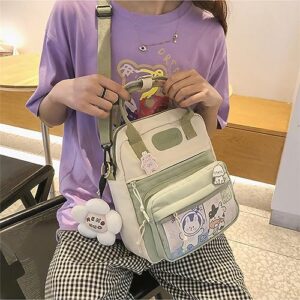 Cute Mini Backpacks with Kawaii Pin and Pendants, Girls Japanese School Bag Travel Waterproof Bookbag Laptop Bag (Green)