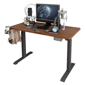 electric standing desk/standing desk 47×24" height adjustable desk/home office stand up desk with memory preset controller/ single motor electric height adjustable desk/black and rustic brown(1 motor