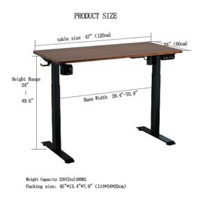 Electric Standing Desk/Standing Desk 47×24" Height Adjustable Desk/Home Office Stand Up Desk with Memory Preset Controller/ Single Motor Electric Height Adjustable Desk/Black and Rustic Brown(1 motor