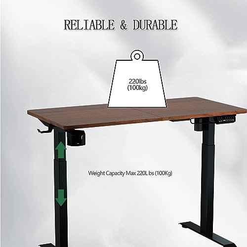 Electric Standing Desk/Standing Desk 47×24" Height Adjustable Desk/Home Office Stand Up Desk with Memory Preset Controller/ Single Motor Electric Height Adjustable Desk/Black and Rustic Brown(1 motor