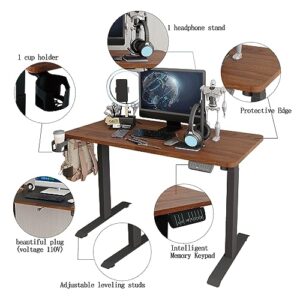 Electric Standing Desk/Standing Desk 47×24" Height Adjustable Desk/Home Office Stand Up Desk with Memory Preset Controller/ Single Motor Electric Height Adjustable Desk/Black and Rustic Brown(1 motor