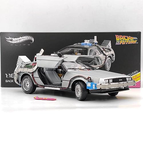 HW 1/18 Elite for Back to The Future Time Machine Ultimate Edition BCJ97 Diecast Car Models Hobbies Collection Gifts