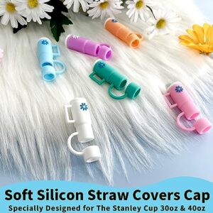 6Pcs Straw Covers Cap Fitting for Stanley Cup,10mm Silicone Straw Topper Compatible for Stanley 30&40 Oz Tumbler with Handle, Straw Caps Reusable Straw Tip Cover Suited for Stanley Cup Accessories