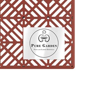 Pure Garden 50-147 Multipurpose Indoor/Outdoor Flooring Interlocking Tiles for Patio, Deck, Garage-6 Pc, Set of 6, Terracotta (Pack of 2)