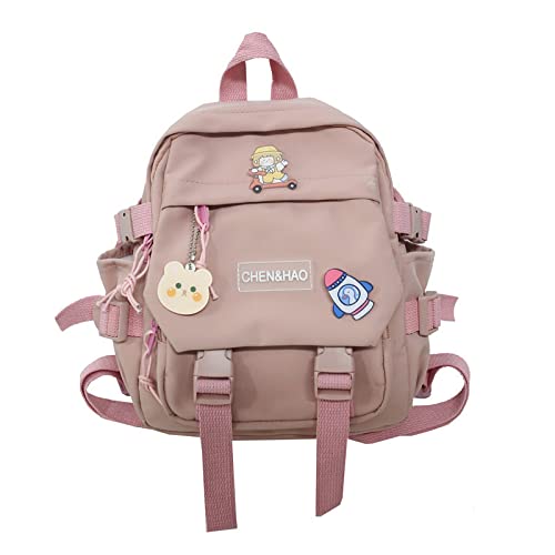 MUSICARD Girls Kawaii Backpack with Cute Pendant and Pins, Cute Mini Aesthetic Rucksack School Bag for Teens