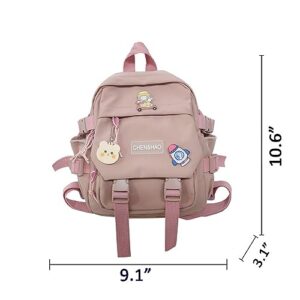 MUSICARD Girls Kawaii Backpack with Cute Pendant and Pins, Cute Mini Aesthetic Rucksack School Bag for Teens