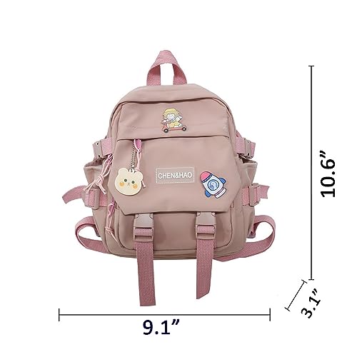 MUSICARD Girls Kawaii Backpack with Cute Pendant and Pins, Cute Mini Aesthetic Rucksack School Bag for Teens