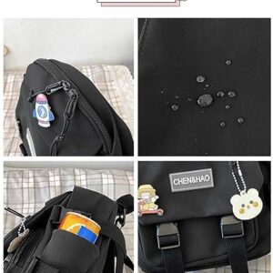 MUSICARD Girls Kawaii Backpack with Cute Pendant and Pins, Cute Mini Aesthetic Rucksack School Bag for Teens