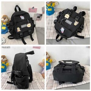 MUSICARD Girls Kawaii Backpack with Cute Pendant and Pins, Cute Mini Aesthetic Rucksack School Bag for Teens